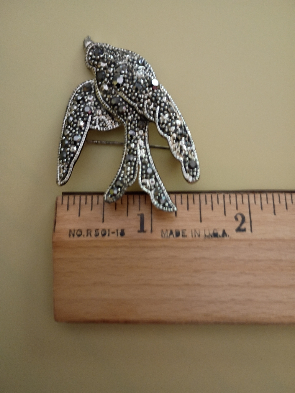 3 Vintage Brooch Pins Marcasite Pearl CZ - Bird Flower Pearl, Very Good Cond! - Picture 8 of 12